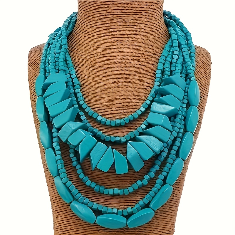 Ethnic Beads Sweater Chain Necklace